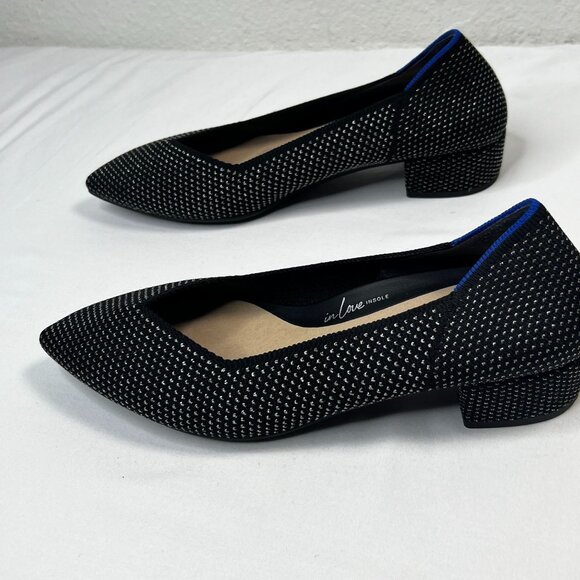 Rothys High Point Black Star Studded Woven Black Silver metallic Slip On 10 - Picture 9 of 15